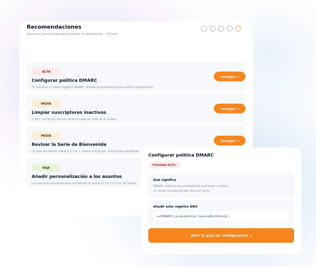 Recomendaciones concretas de entregabilidad