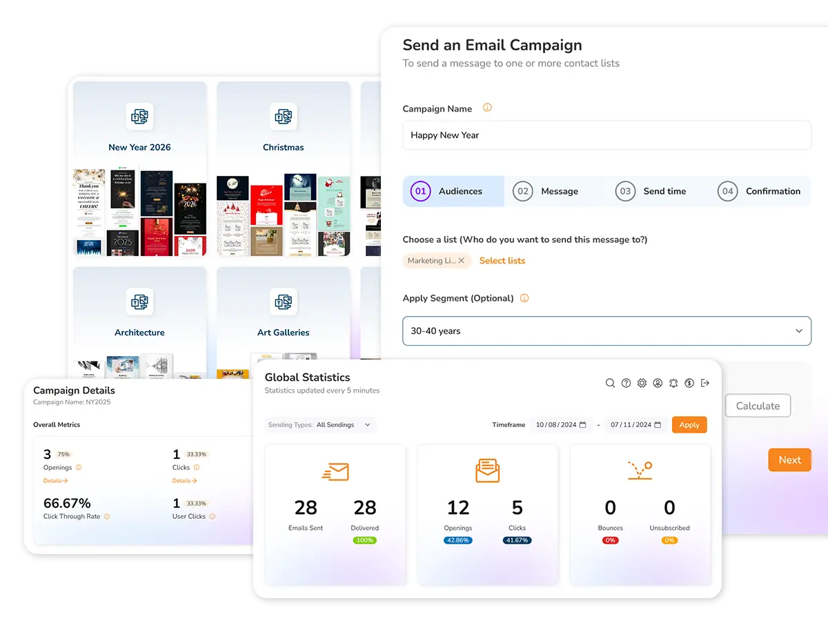 Creador de campañas email con plantillas y analíticas