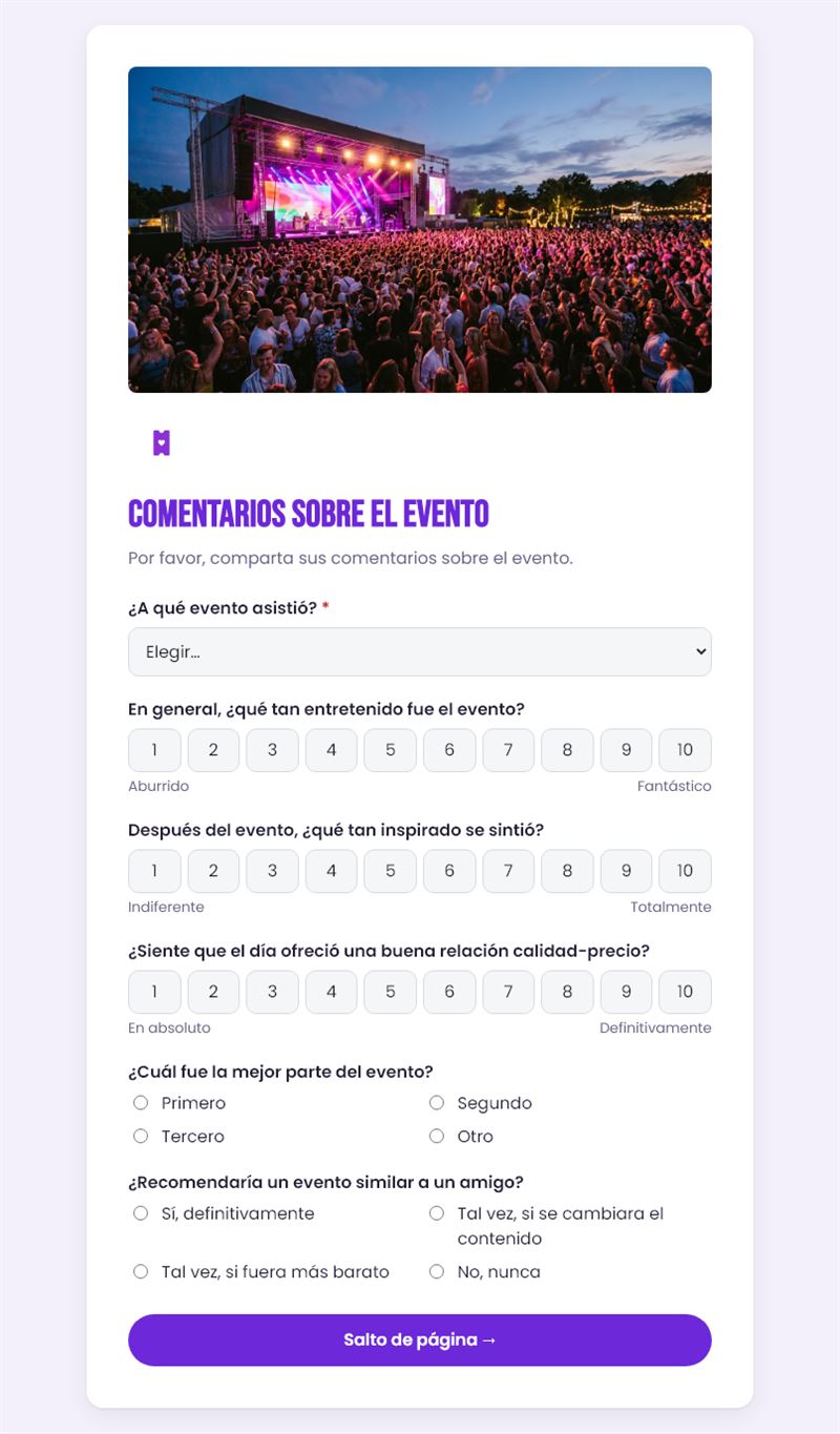 Opinión sobre un evento