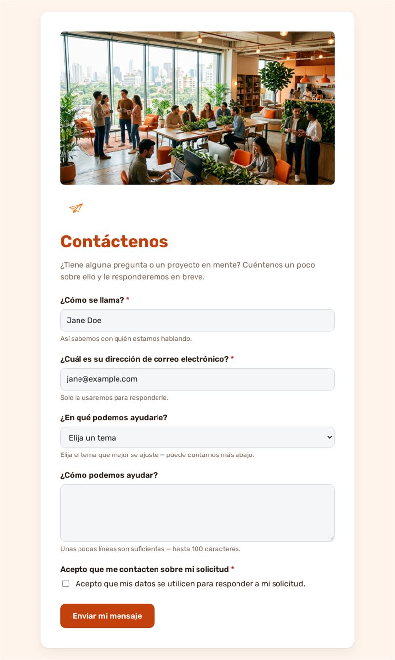 Formulario de contacto con tema