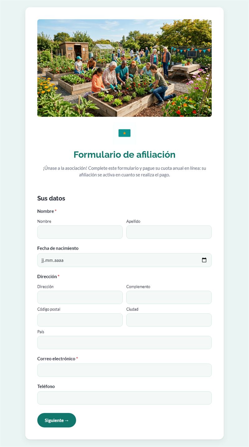 Formulario de afiliación
