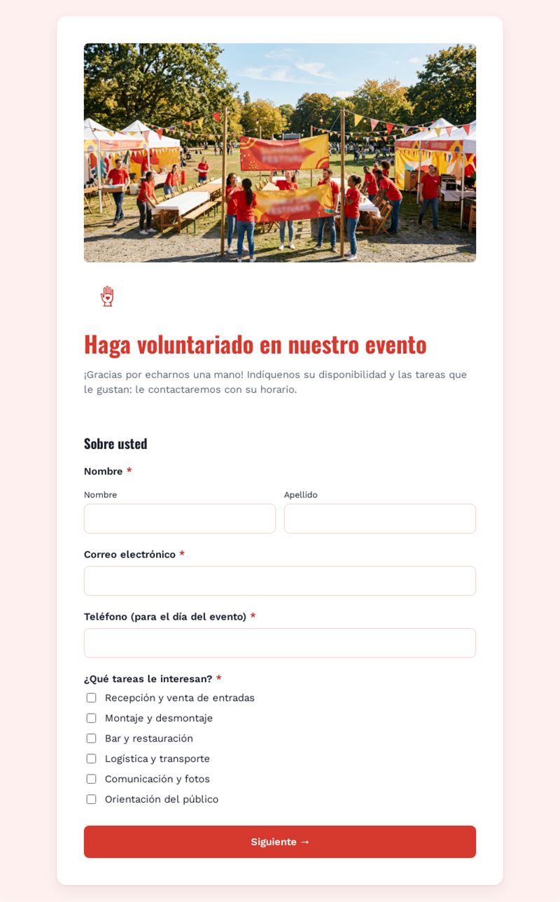 Haga voluntariado en nuestro evento
