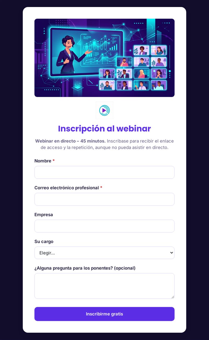 Inscripción al webinar