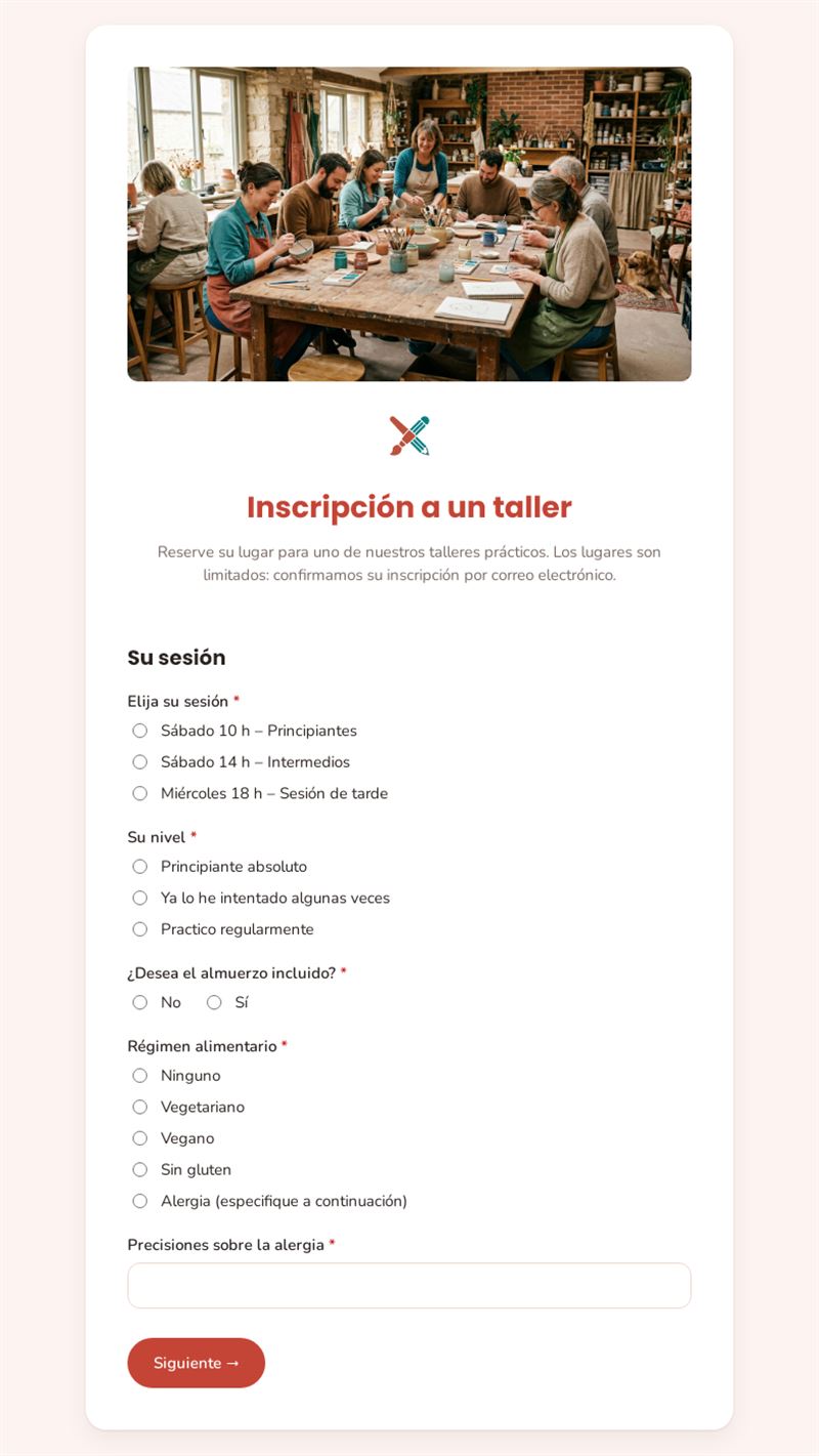 Inscripción a un taller