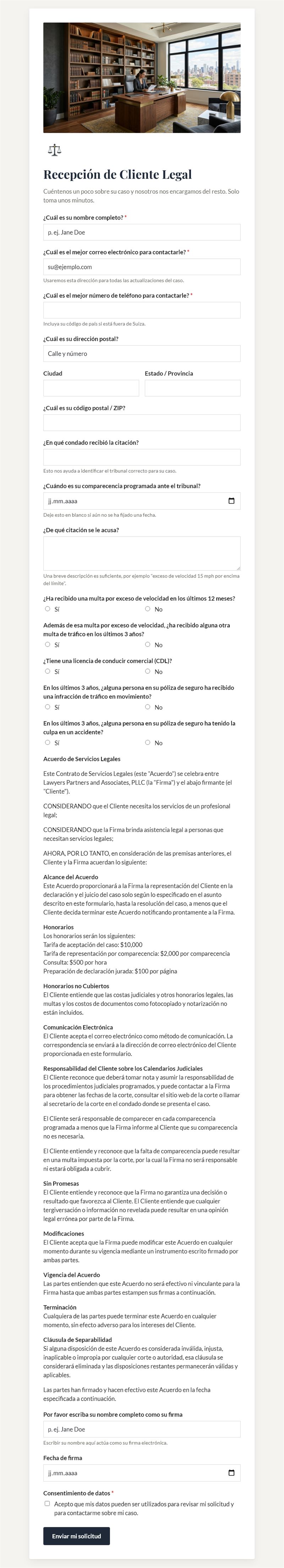 Admisión Legal de Clientes