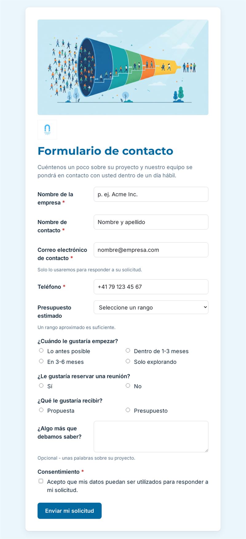 Formulario de Contacto Claro