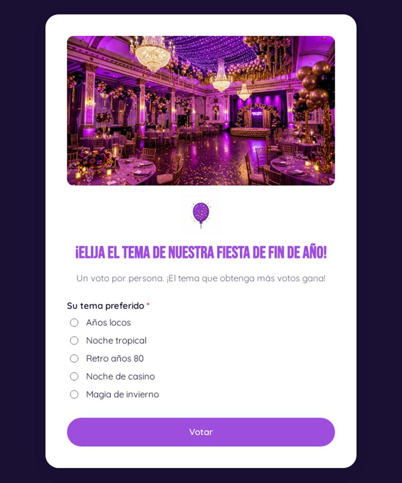 ¡Elija el tema de nuestra fiesta de fin de año!
