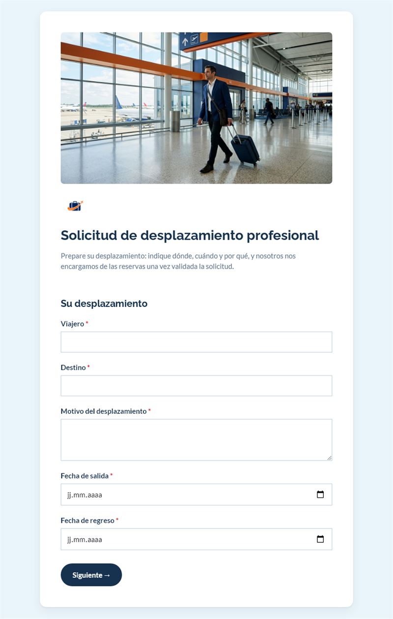 Solicitud de desplazamiento profesional