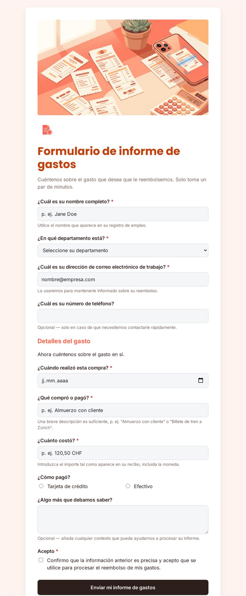 Formulario de Reporte de Gastos