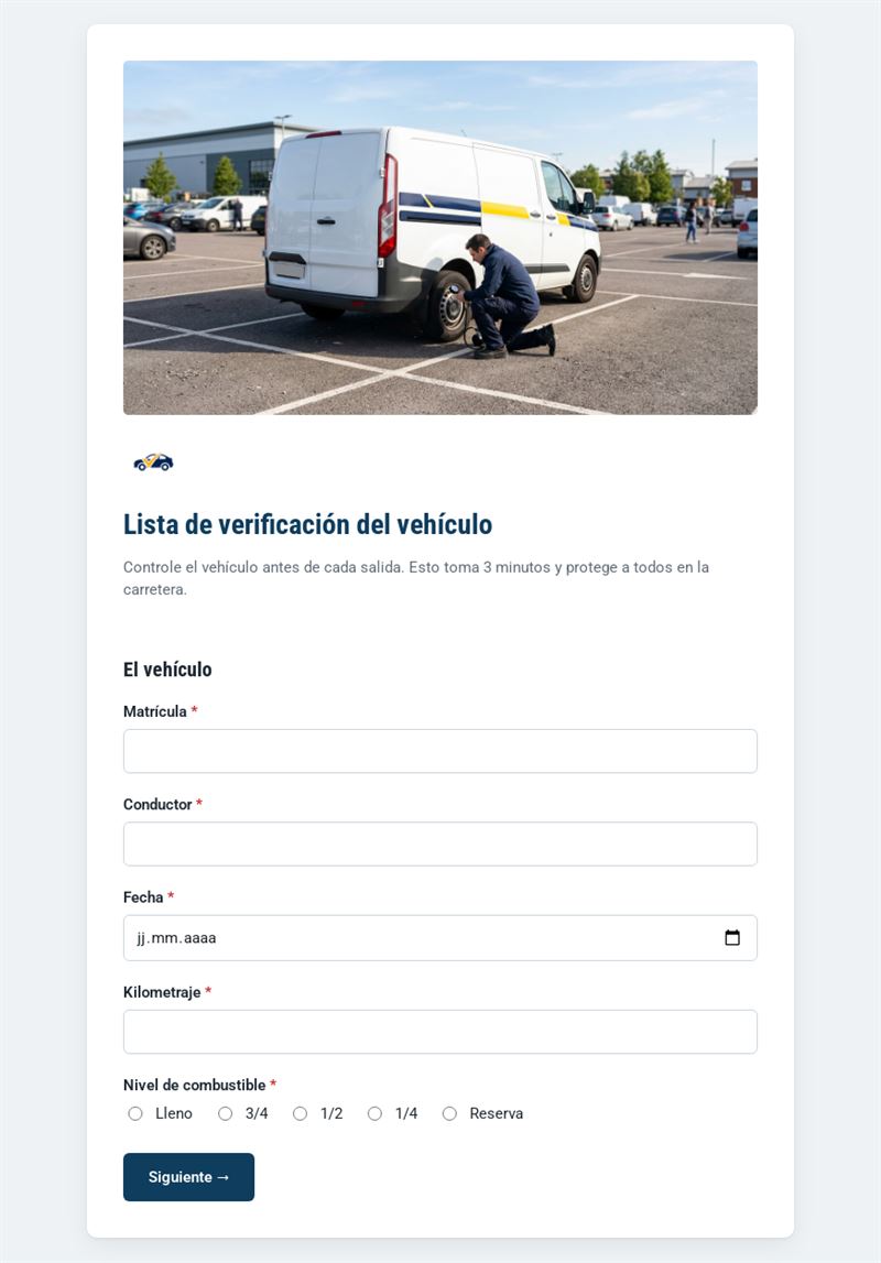 Lista de verificación del vehículo