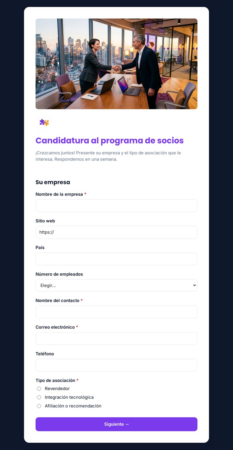 Candidatura al programa de socios