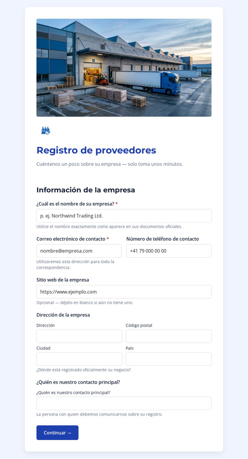 Registro Ágil de Proveedores