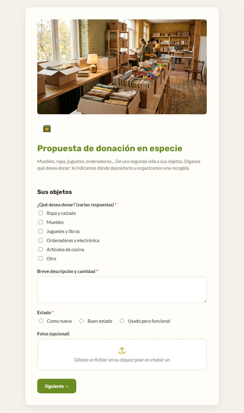 Propuesta de donación en especie