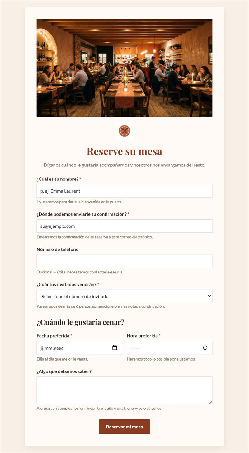 Reserva de Mesa en Línea