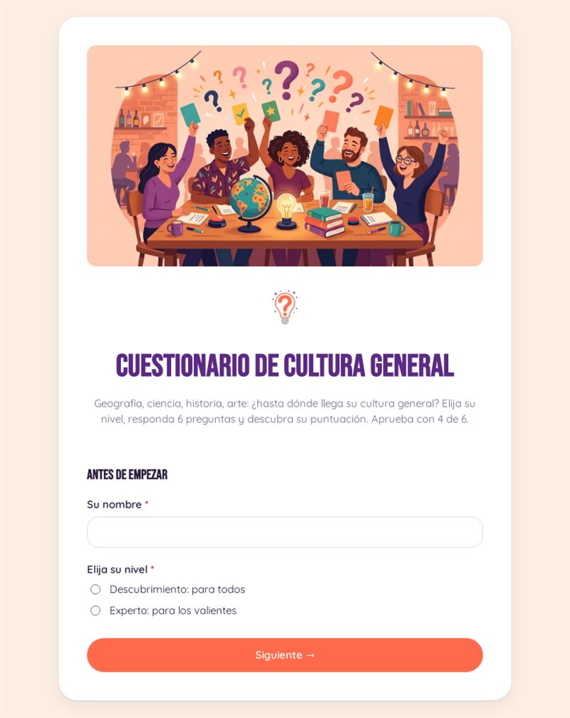 Cuestionario de cultura general