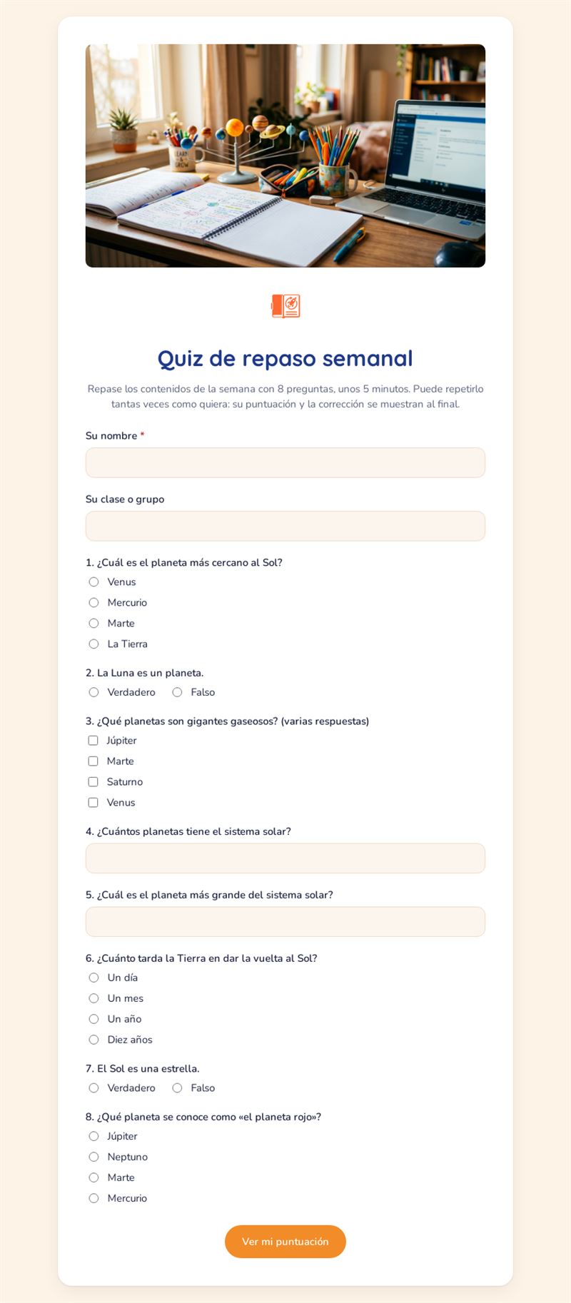 Quiz de repaso semanal
