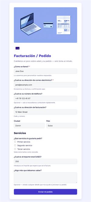 Formulario de Facturación y Pedido