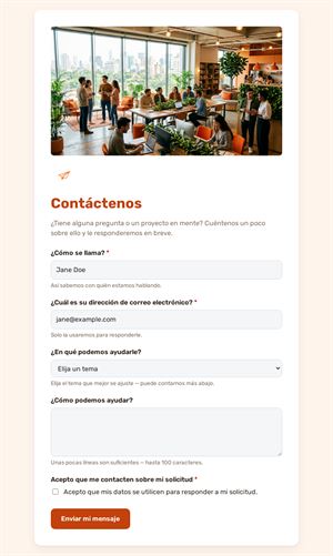 Formulario de contacto con tema
