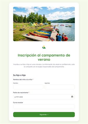 Inscripción al campamento de verano