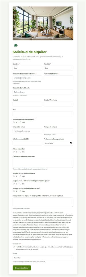 Solicitud de Alquiler en Línea
