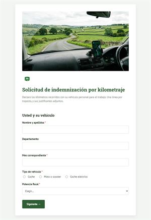 Solicitud de indemnización por kilometraje