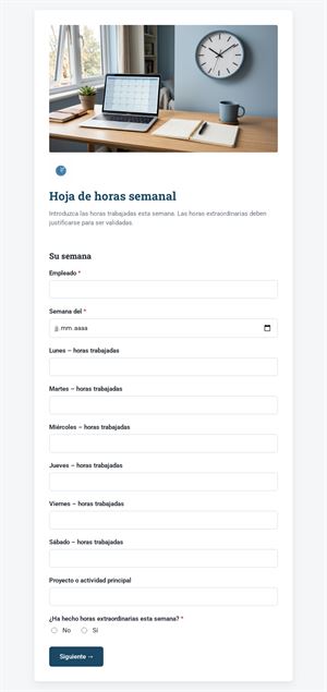 Hoja de horas semanal