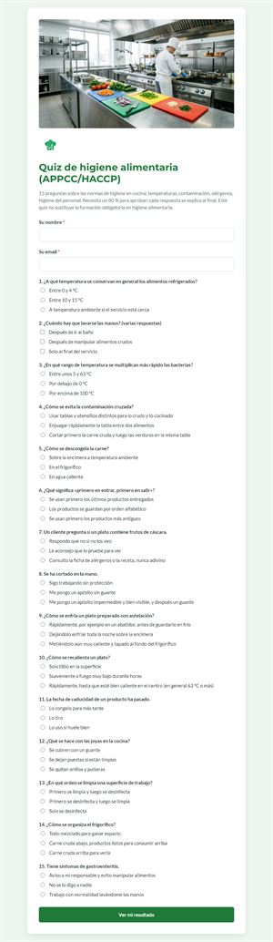 Quiz de higiene alimentaria (APPCC/HACCP)