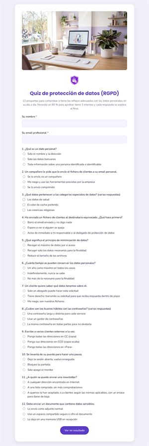 Quiz de protección de datos (RGPD)