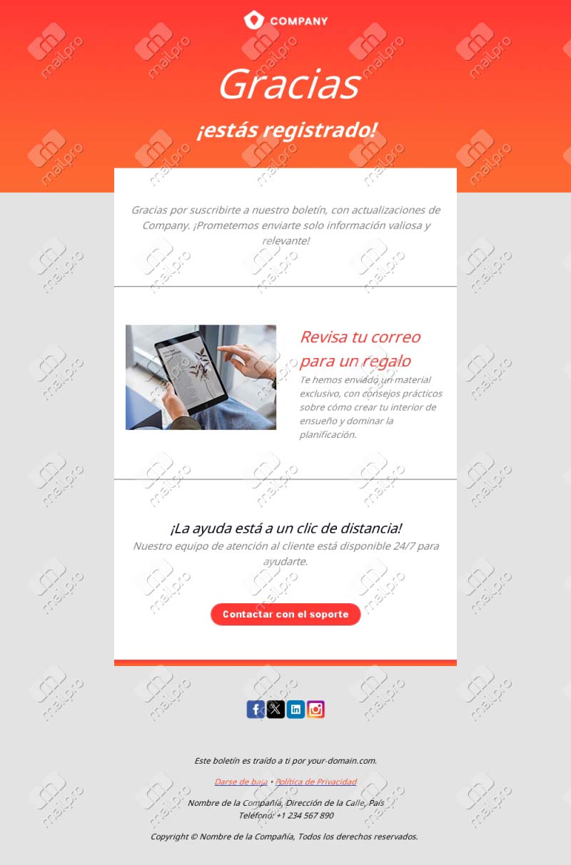Plantillas de Email de Gracias