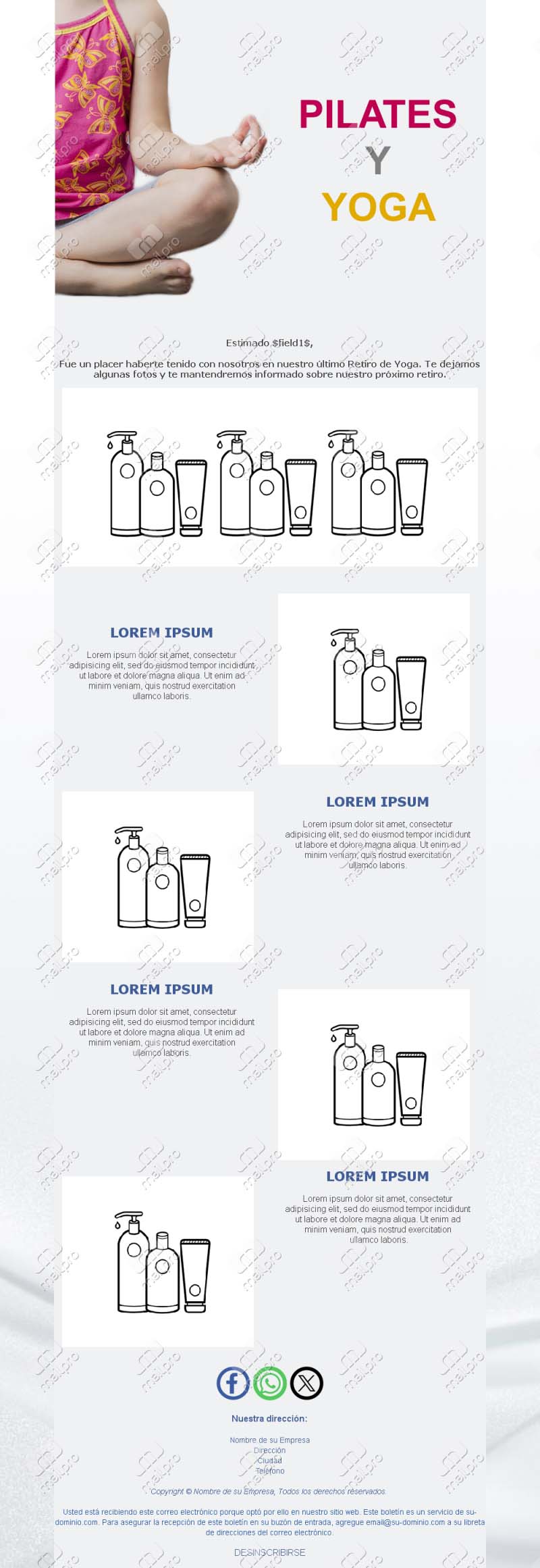 Plantillas de Email para Yoga y Pilates