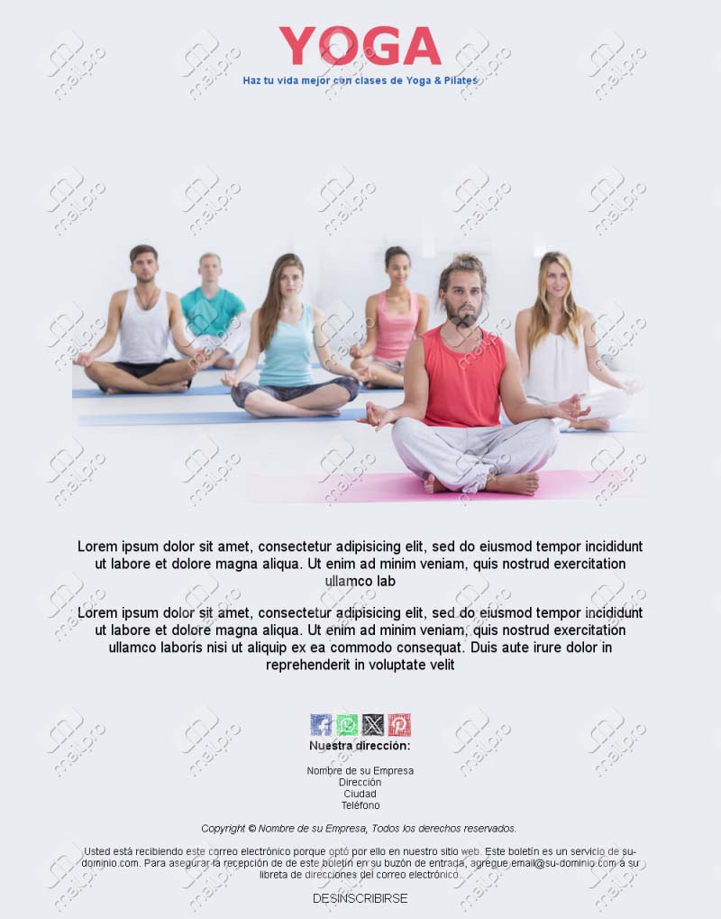 Plantilla Email Yoga Principiantes