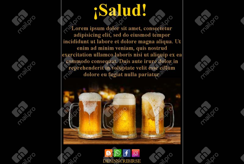 Plantilla Email Carta Bebidas