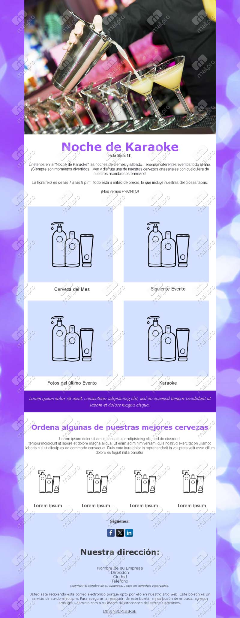 Plantilla Email Noche Tapas