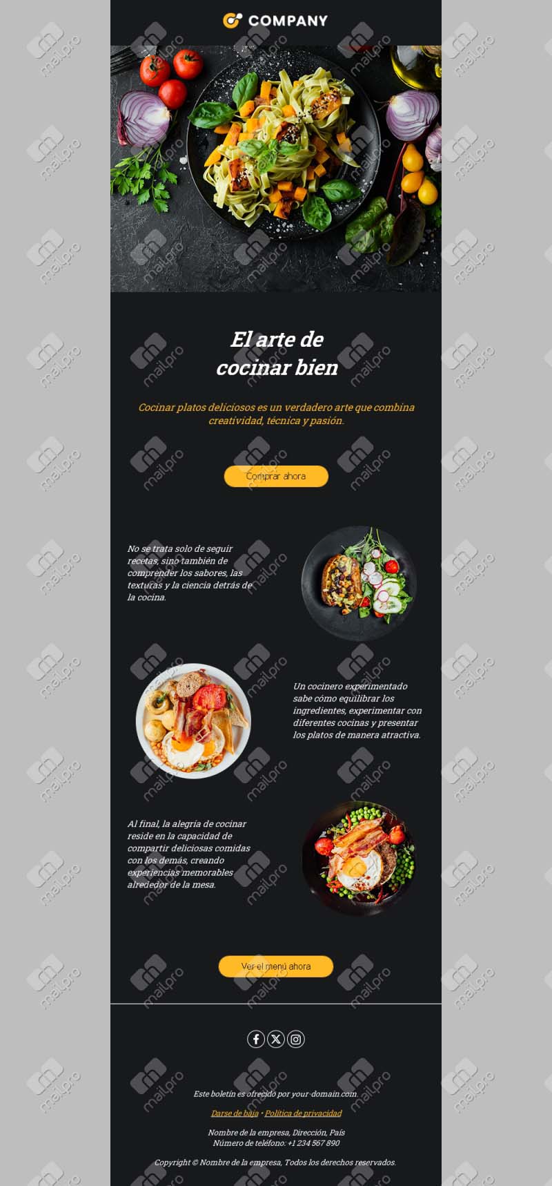 Menu de Restaurante Atractivo