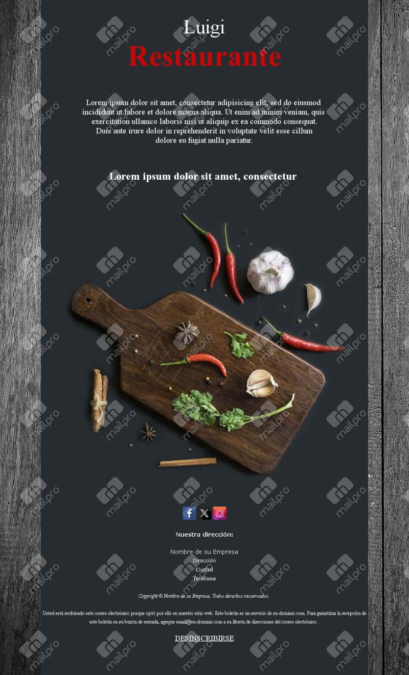 Menu & Reservas Email