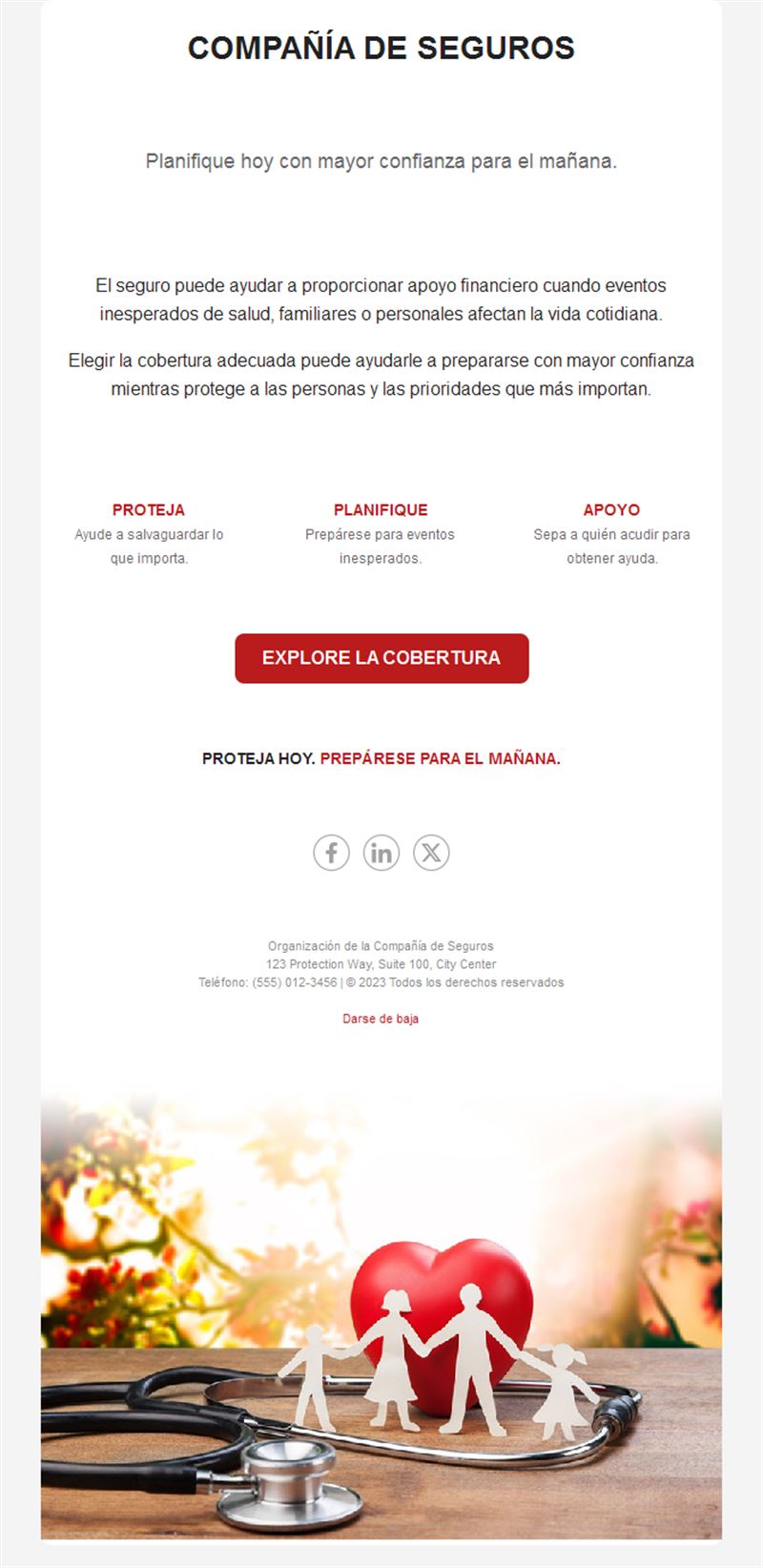 Email de seguro de salud y familia