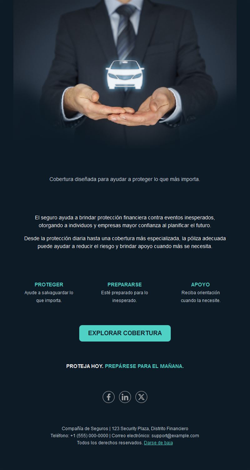 Email oscuro de seguro de coche