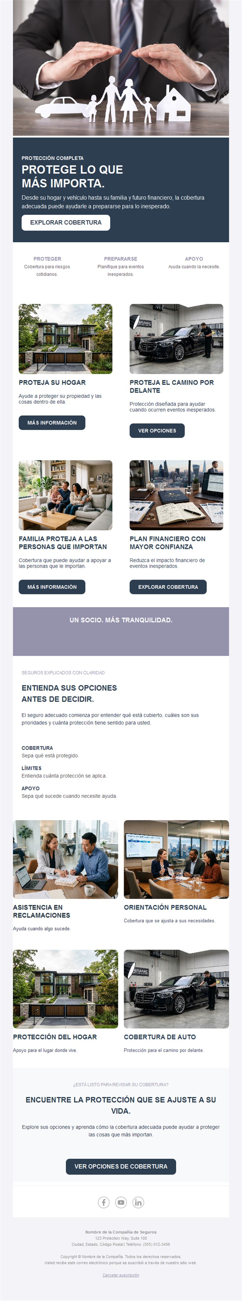 Newsletter de cobertura de seguros completa
