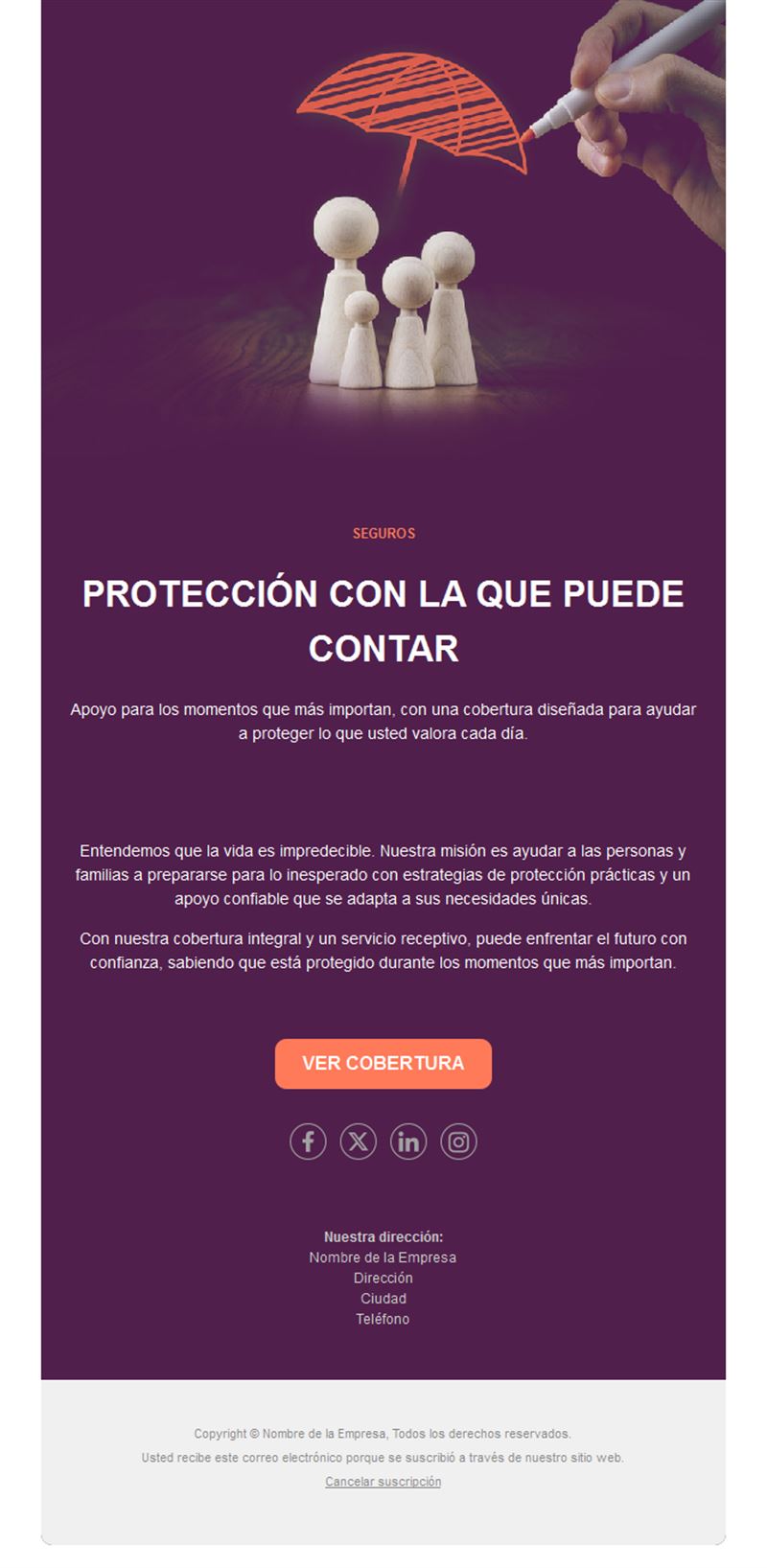 Email morado de seguro familiar
