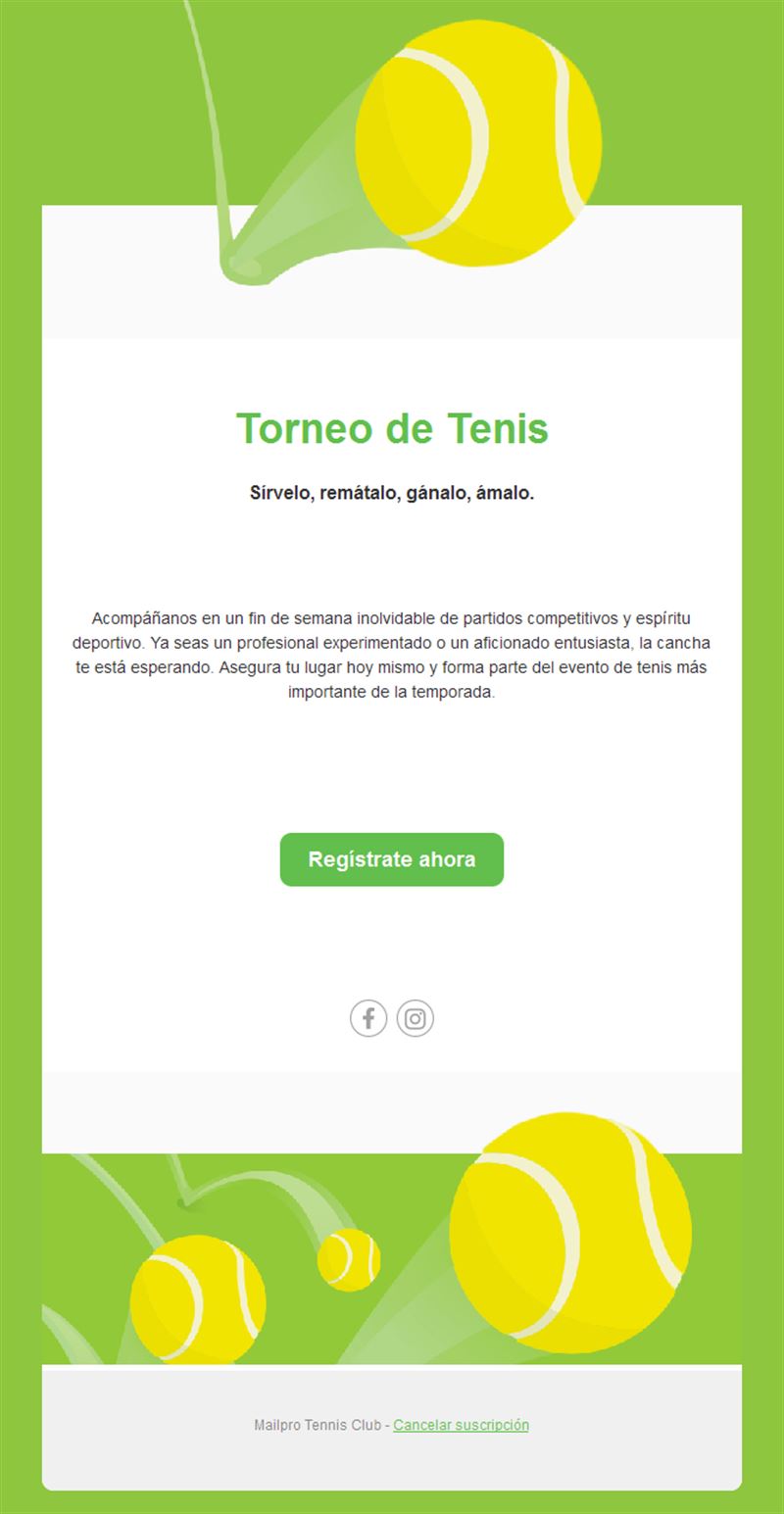 Email verde lima de torneo de tenis