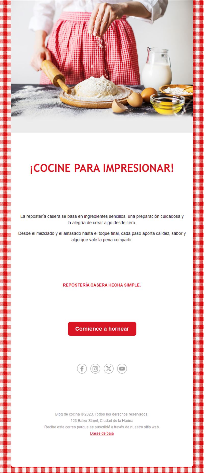 Email de repostería casera