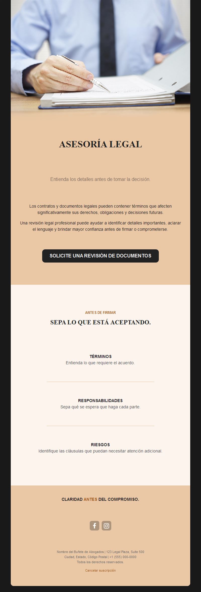 Email de revisión de contratos