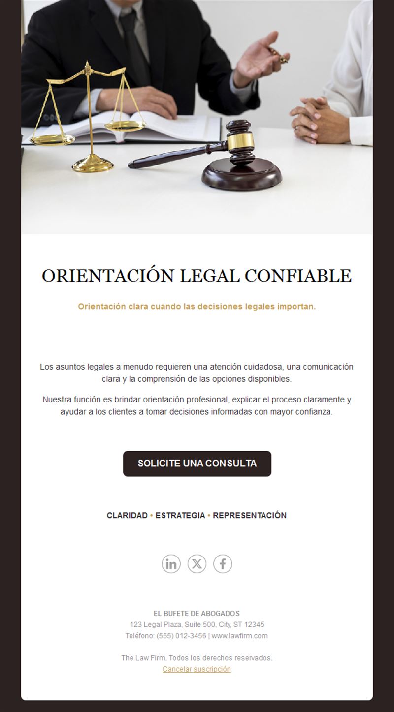 Email sencillo de despacho con mazo