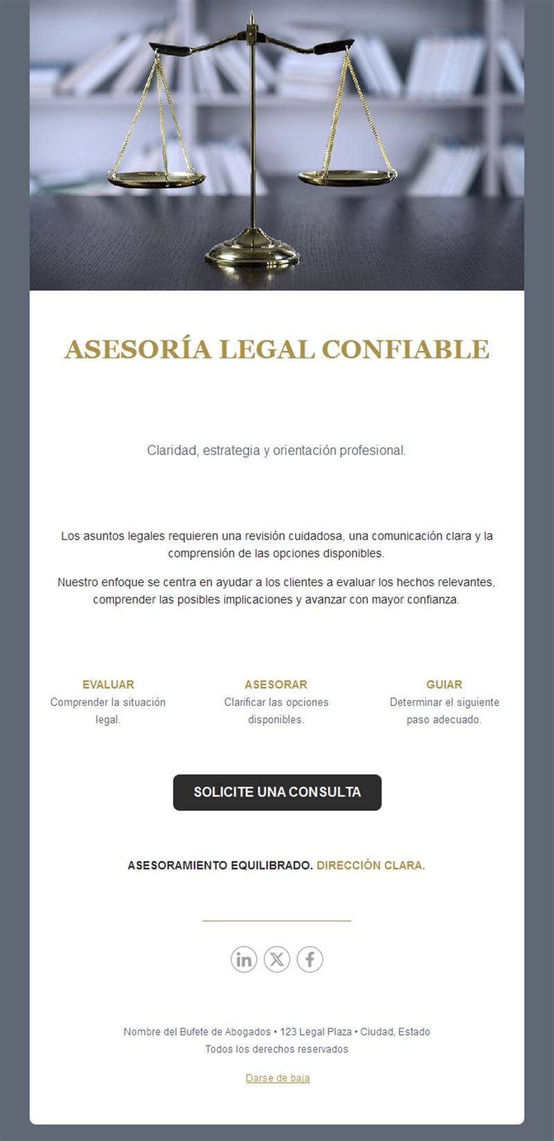 Email de asesoría jurídica de confianza