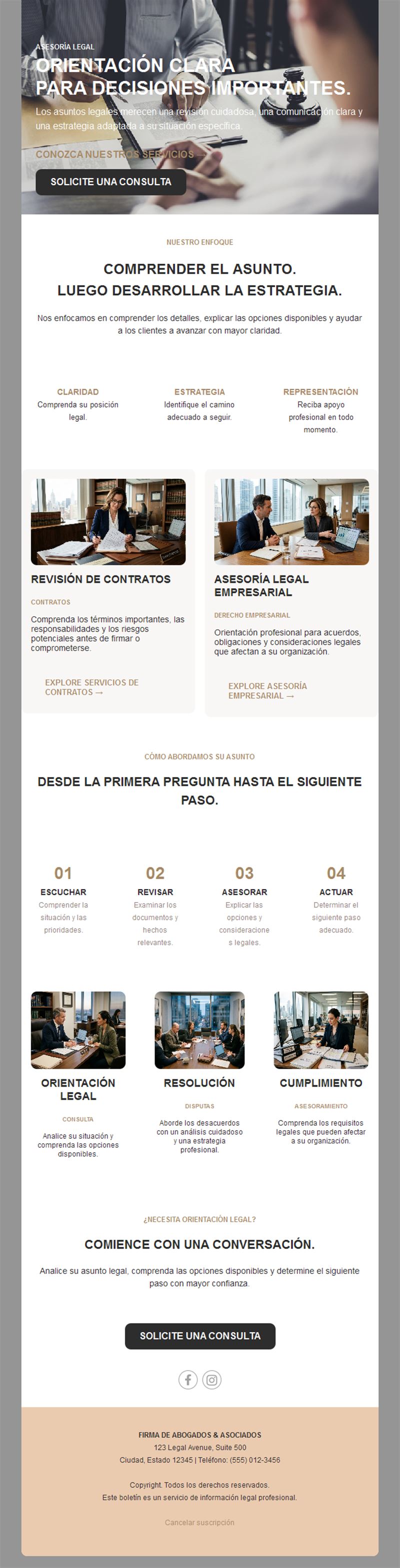 Newsletter de servicios jurídicos con proceso