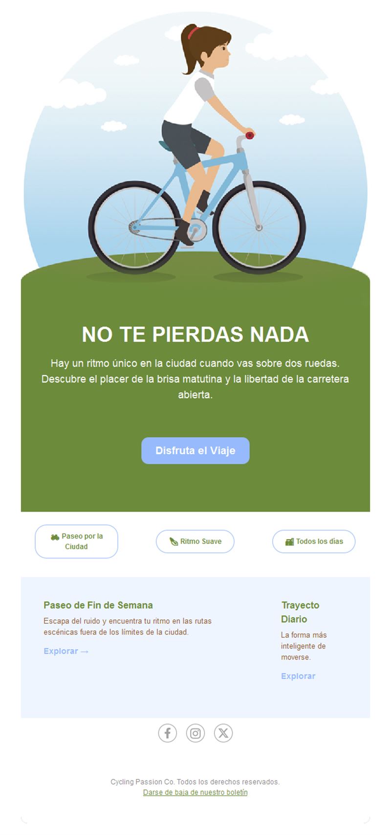 Email ilustrado de ciclismo urbano