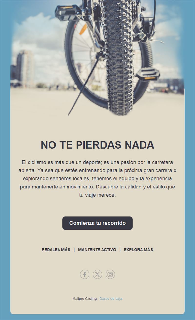 Plantilla sencilla de newsletter de ciclismo