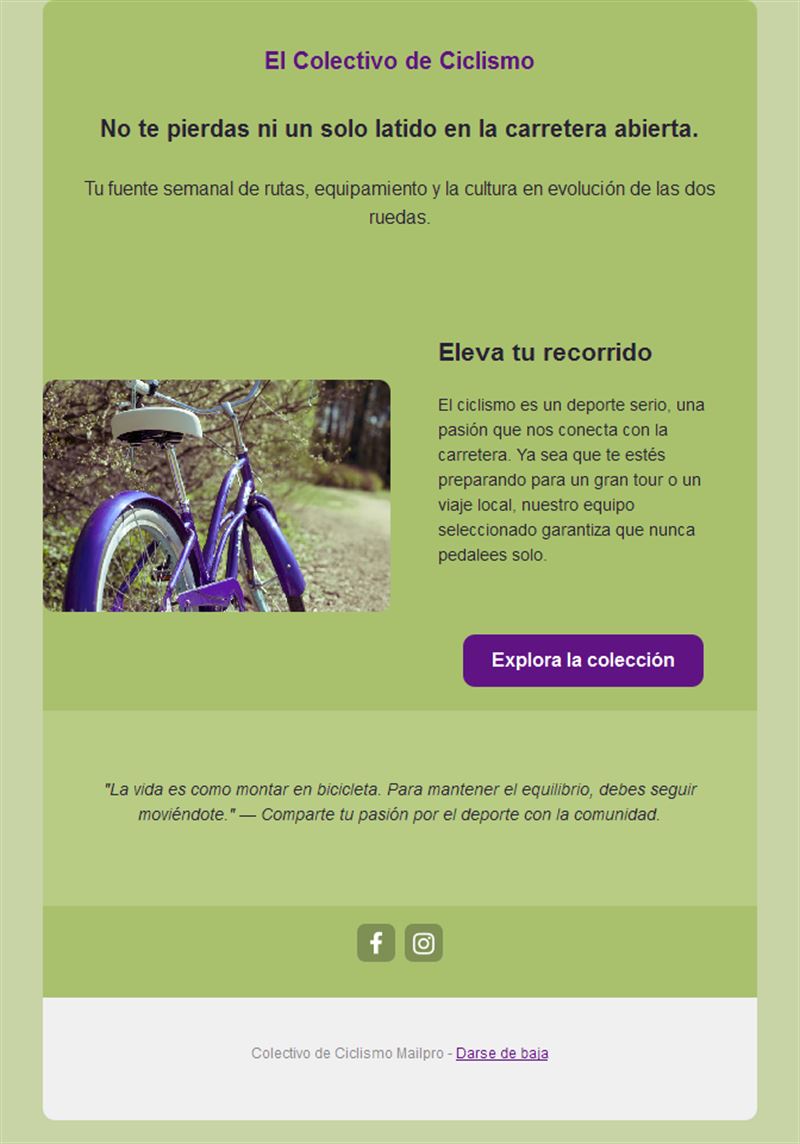 Plantilla de newsletter semanal de ciclismo