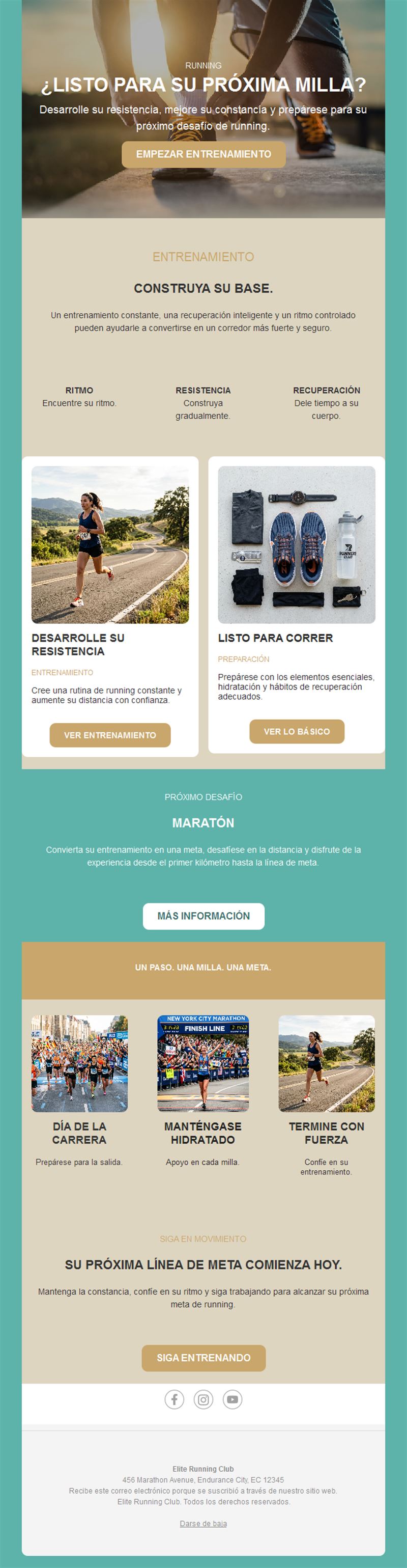 Newsletter de programa de entrenamiento de running