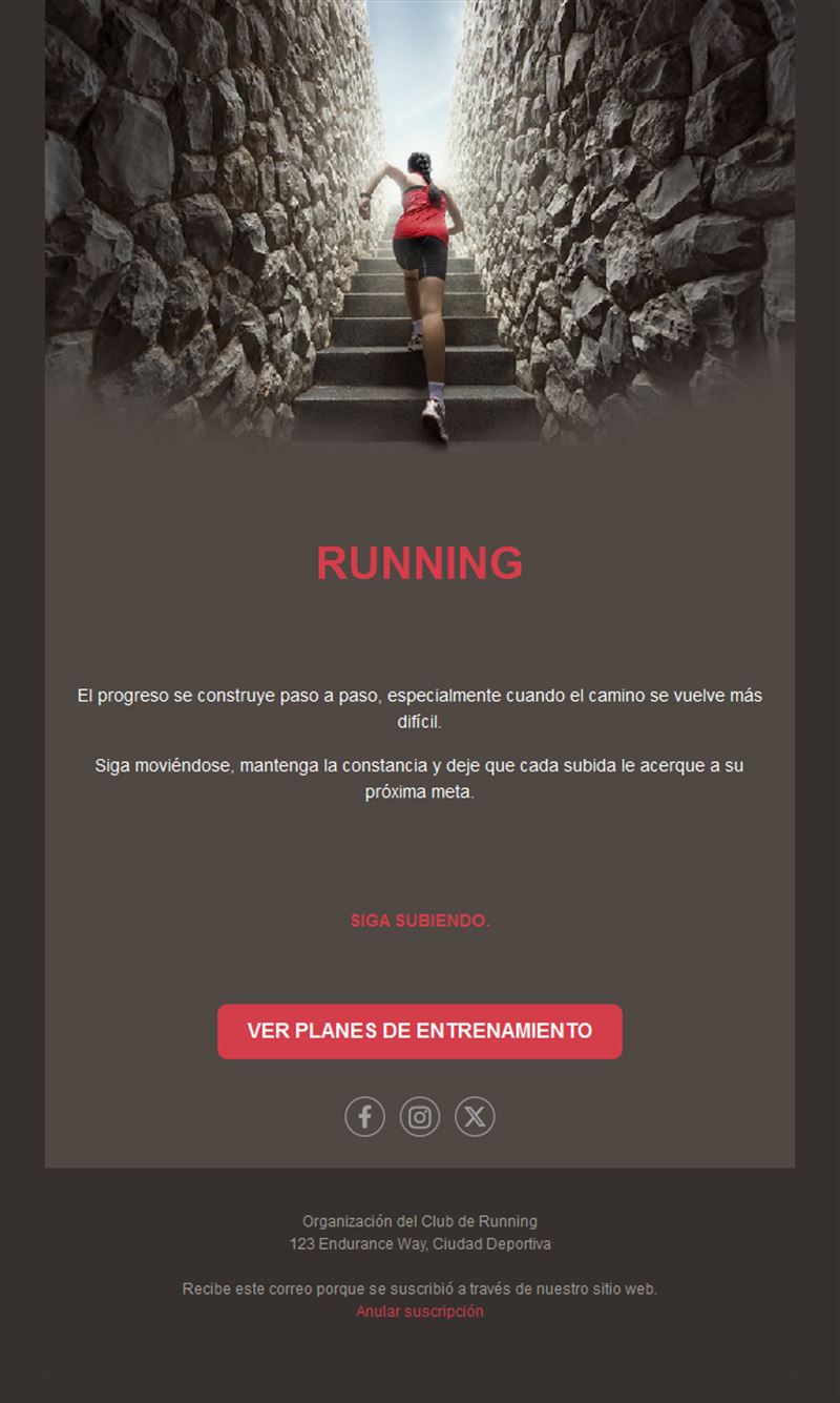Email de planes de entrenamiento de trail